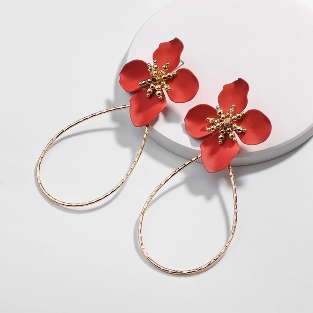 Drop Flower  Earrings - Picture 2 of 8